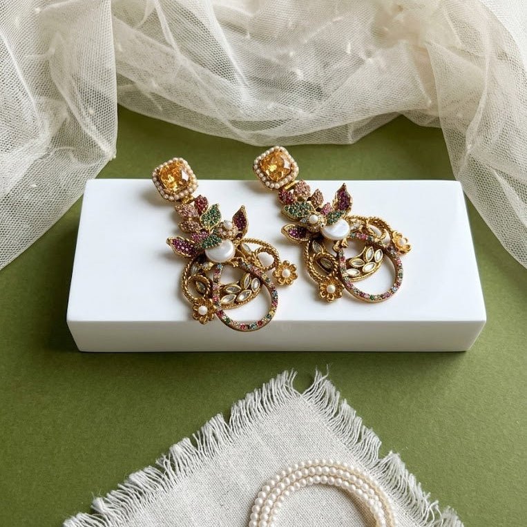 Royal Empress Floral Chandbalis - Riwaaj