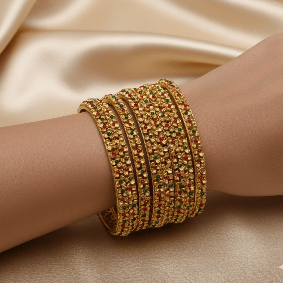 Antique Gold Plated Bangles - Riwaaj
