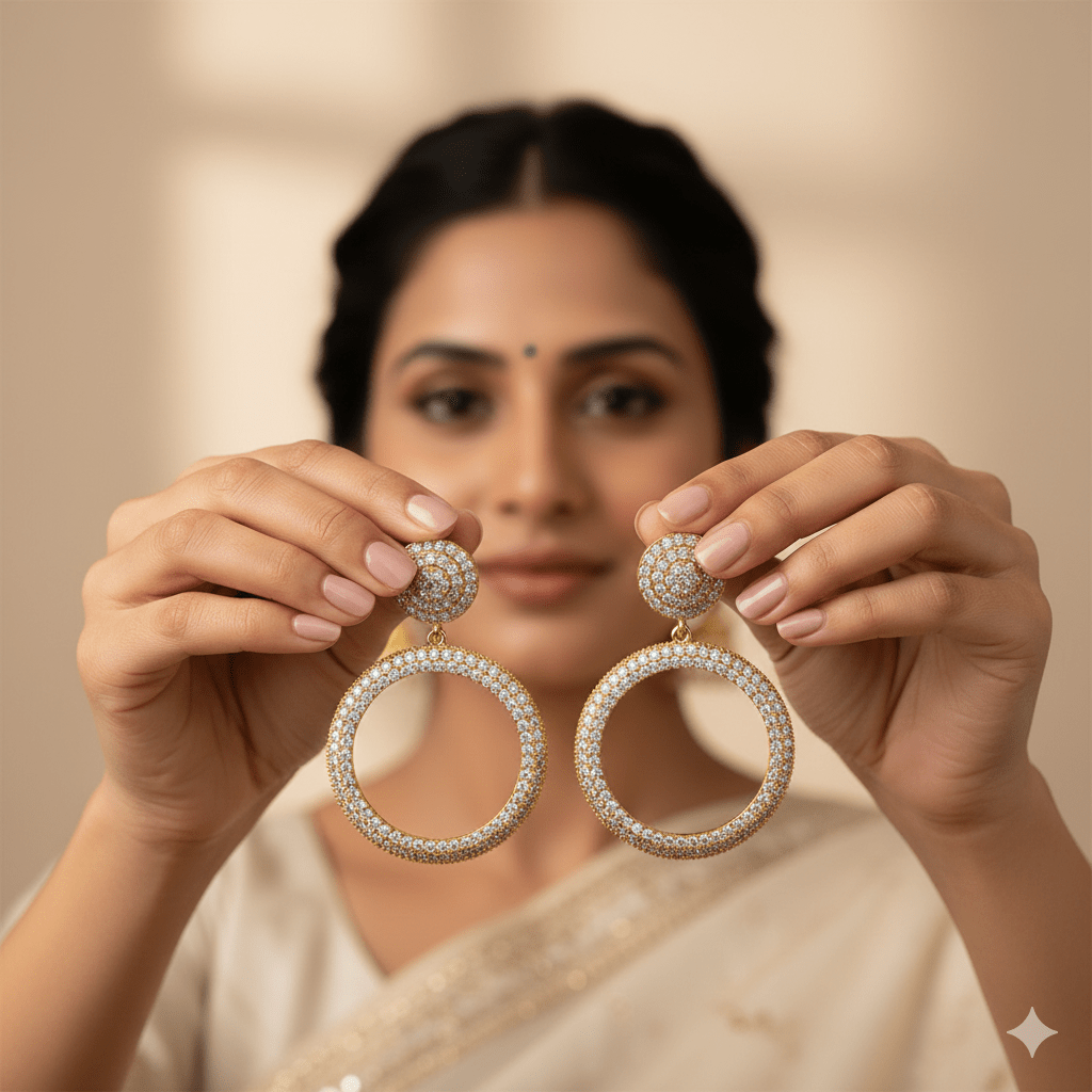 Round Zircon Earrings - Riwaaj