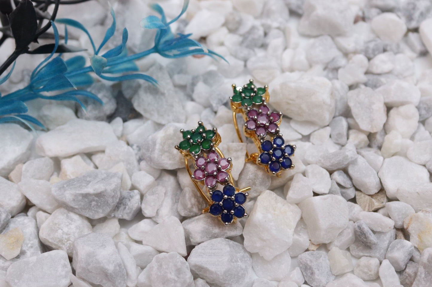 Zirconia Flower Earring - Riwaaj