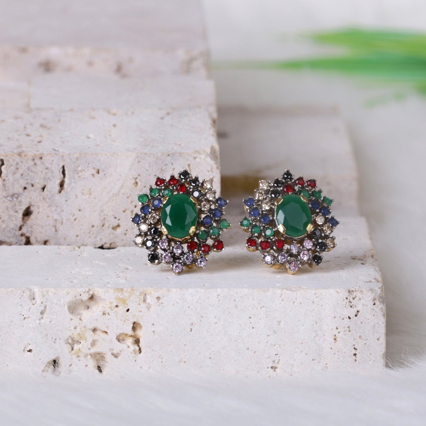 AD Zircons Studs Multi - Riwaaj