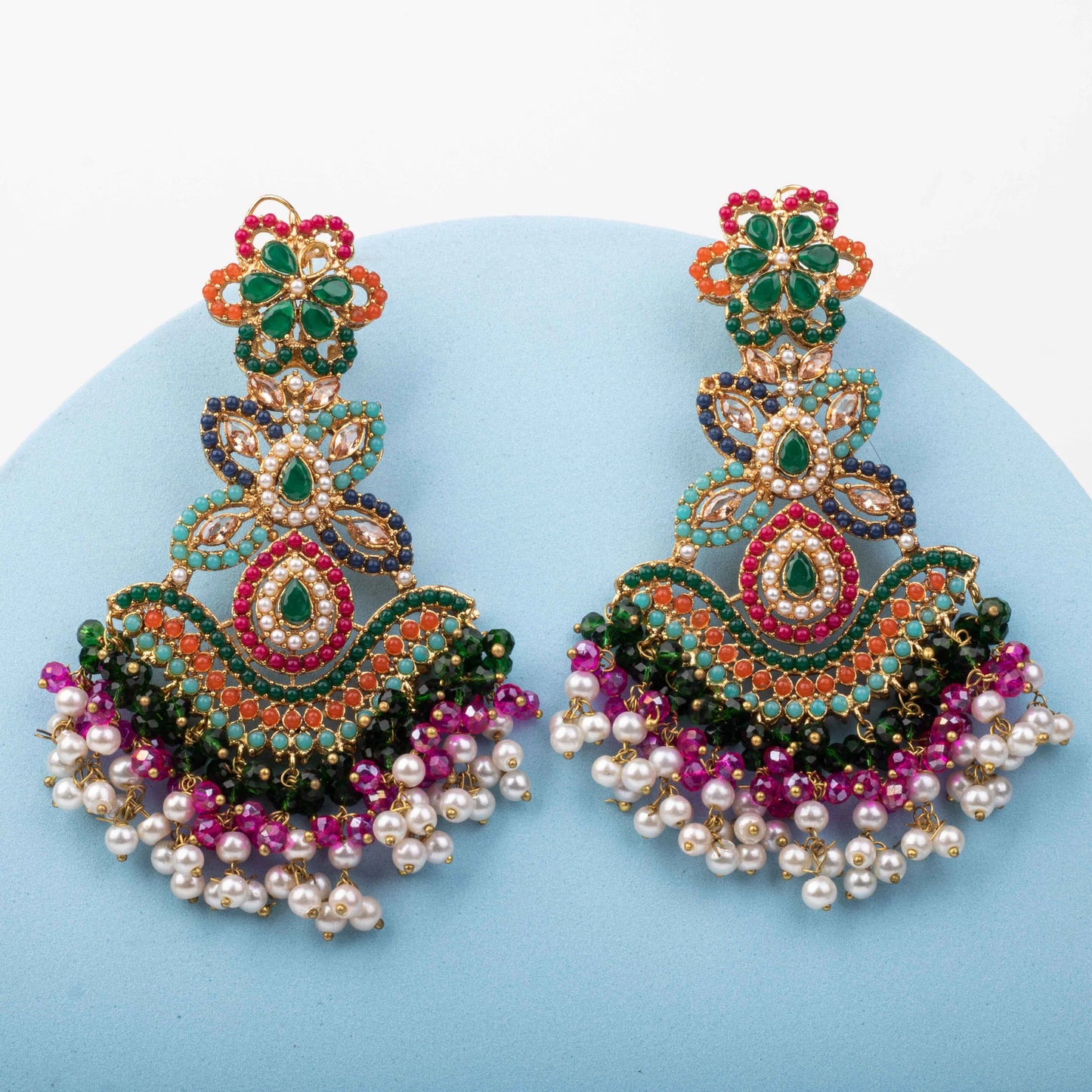 Overlong Navratan Earrings