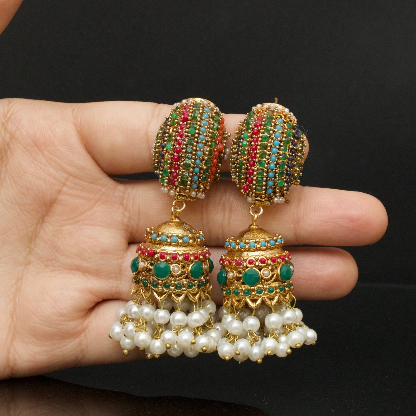 Navrattan Delicated Earrings - Riwaaj
