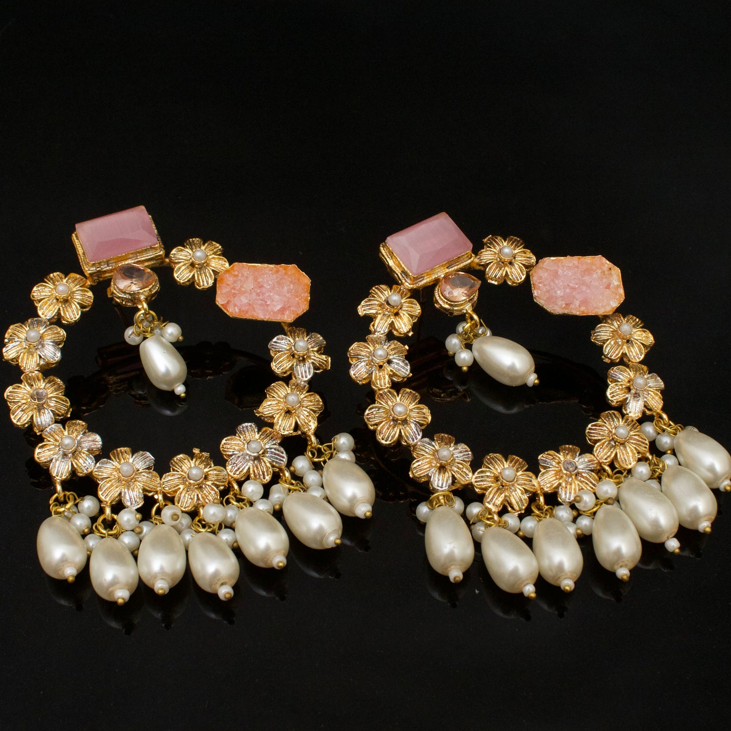 Floral Elegance Pearl Earrings