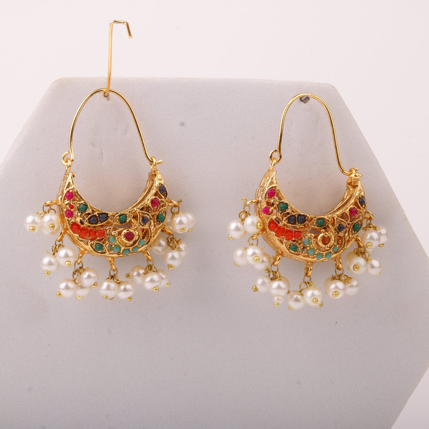 Multicolor Pearl Chandbali