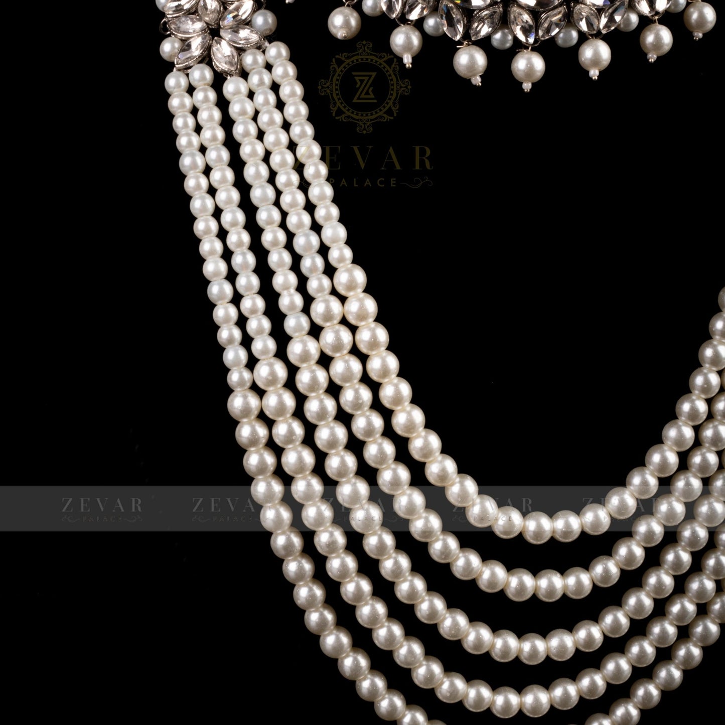 Imperial Bridal Kundun Pearl Set Silver - Riwaaj