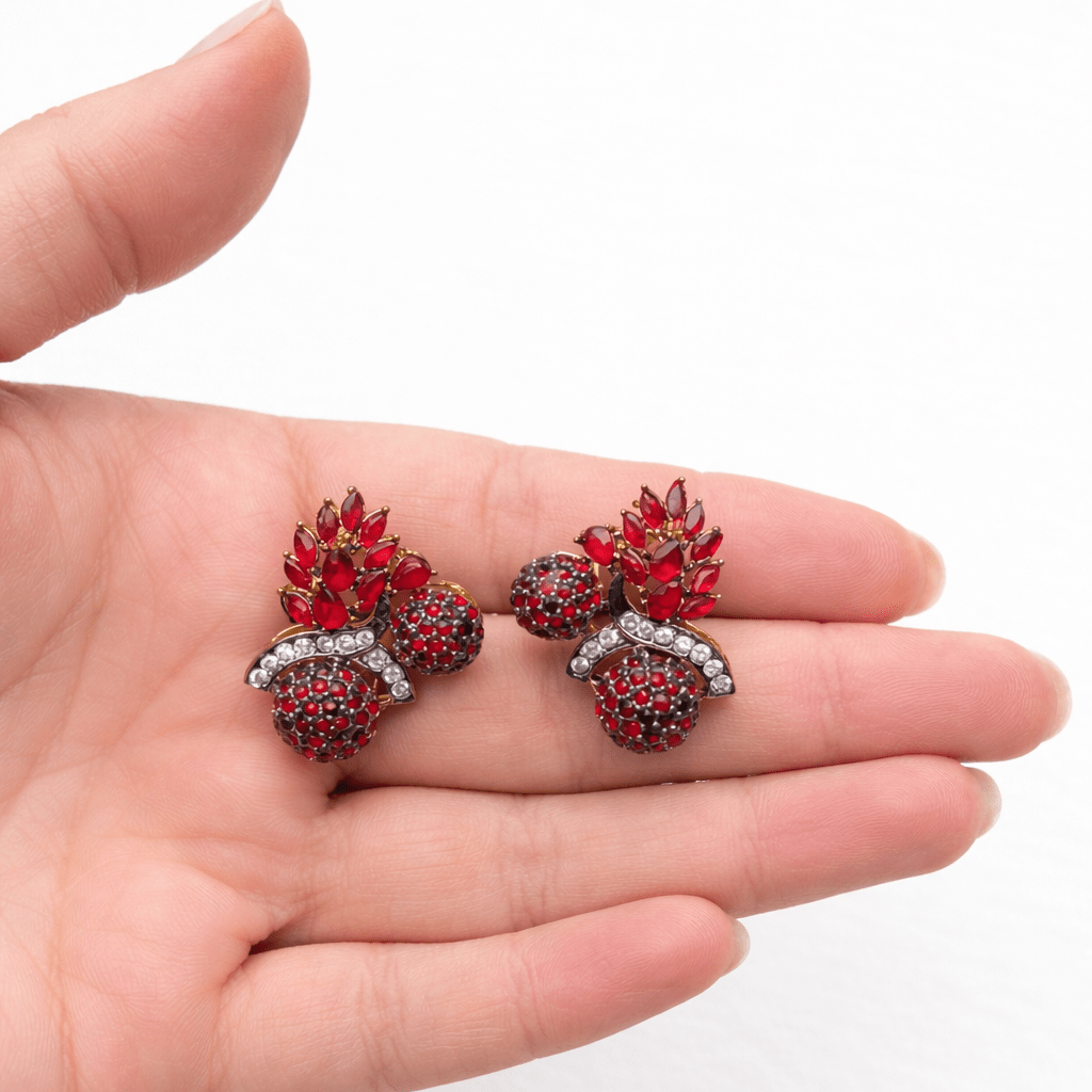 Sitara Stud Earrings – 22K Gold CZ Handmade Multi - Colour - Riwaaj