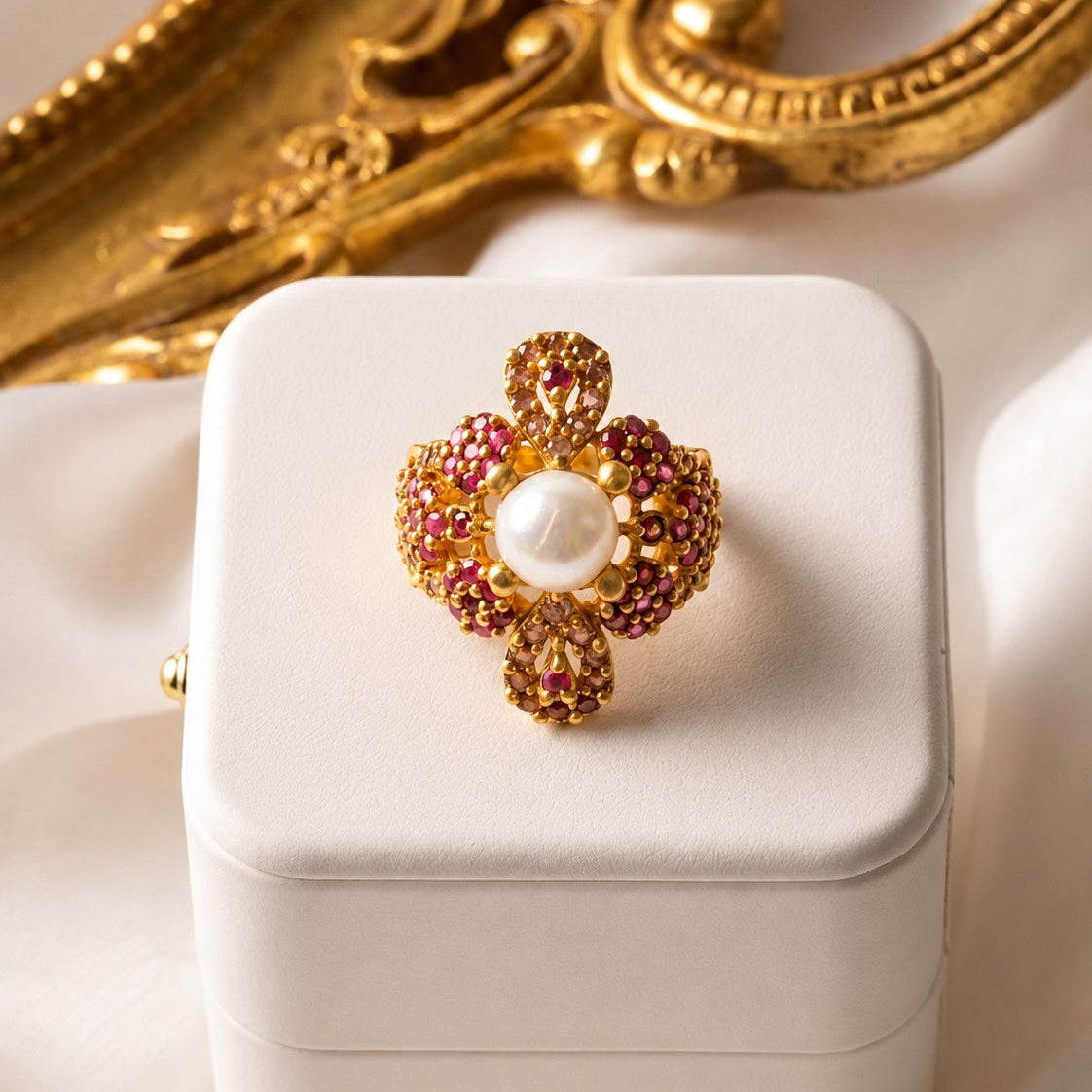 Handcrafted 22k Gold Statement Spoke & Lattice Ring