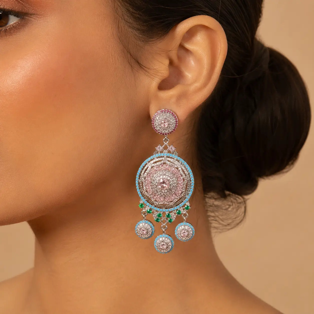 Afsana earrings worn by model
