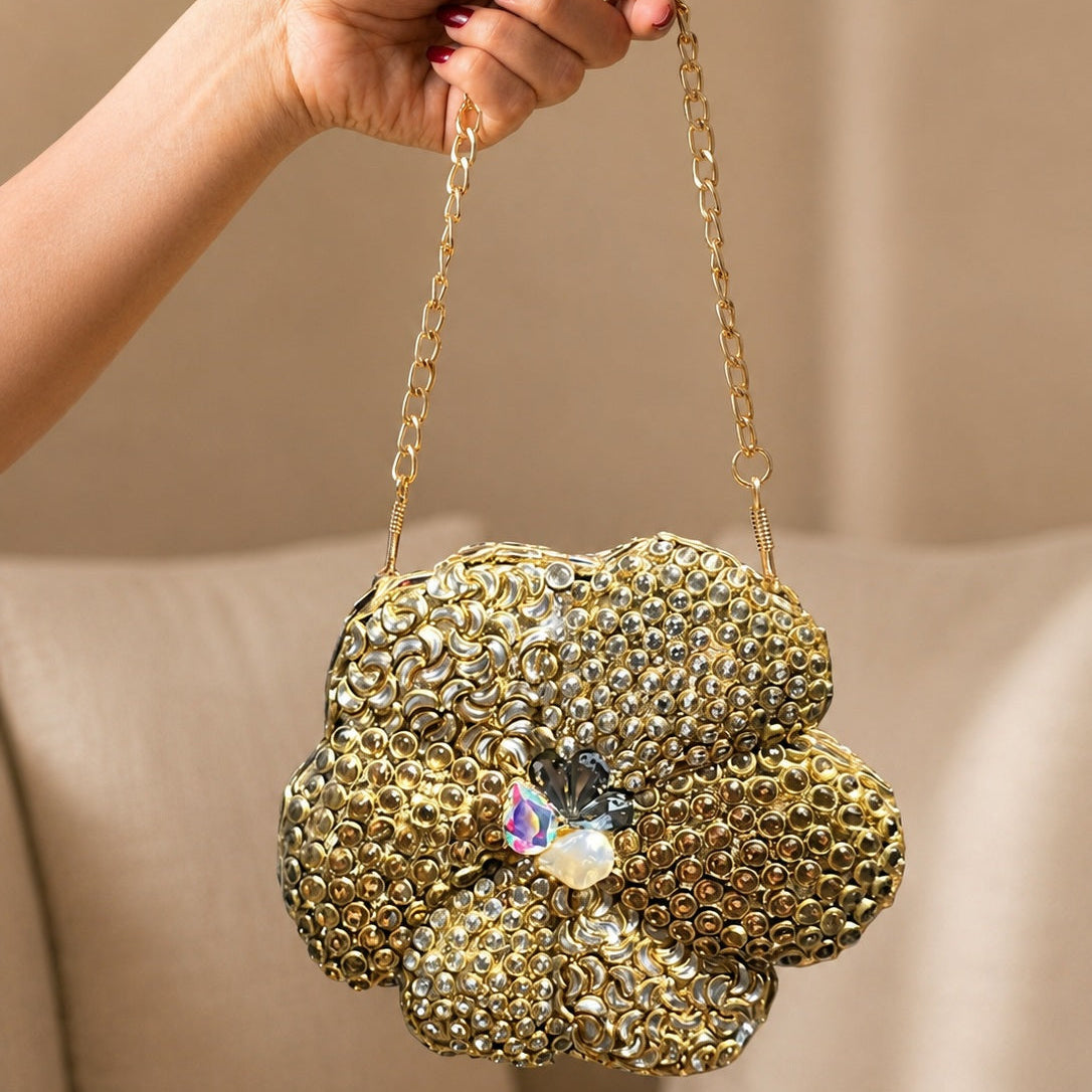 Whispering Crystals – Bridal Evening Bag with Chain