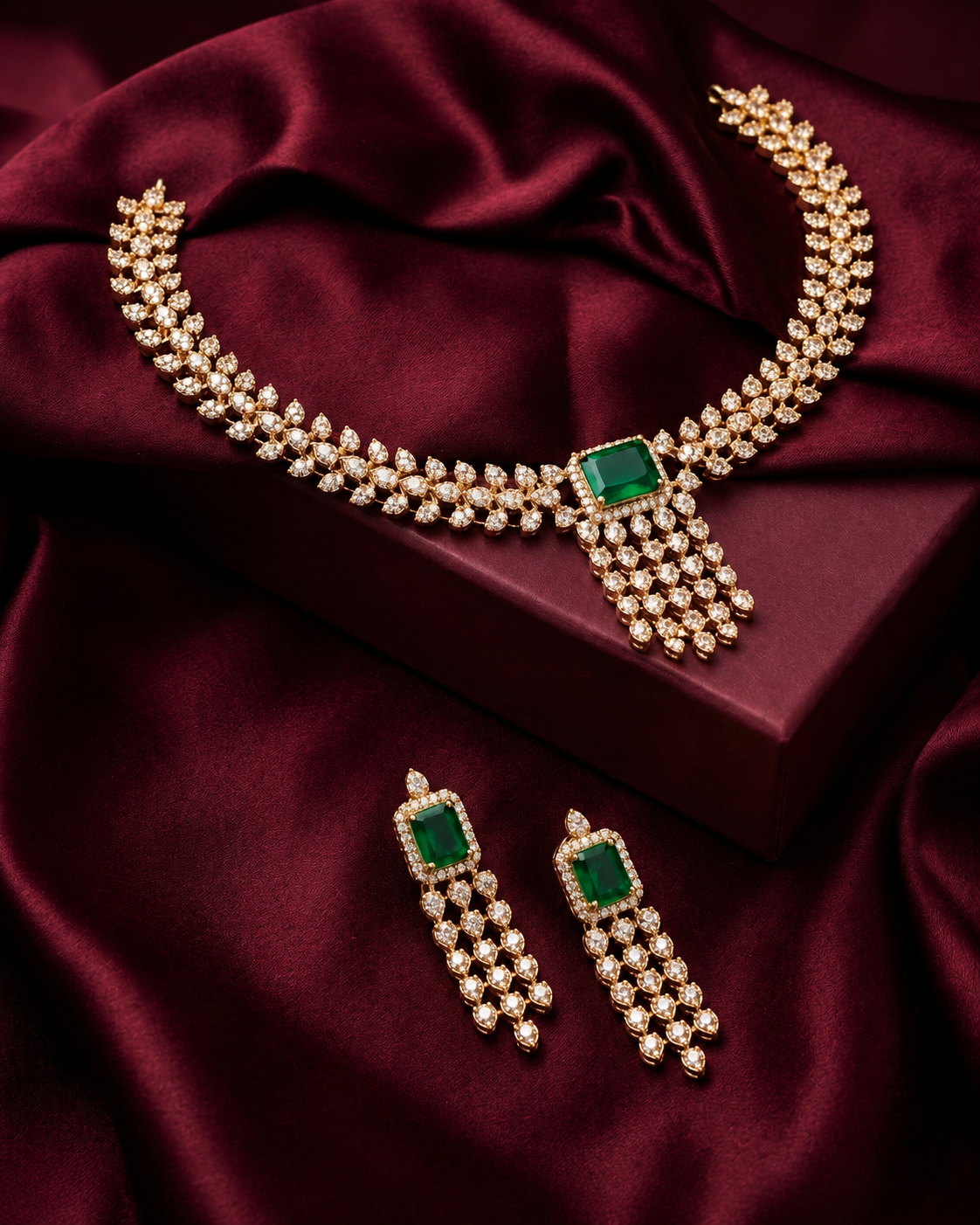 Crystal Pavé Gemstone Necklace Set