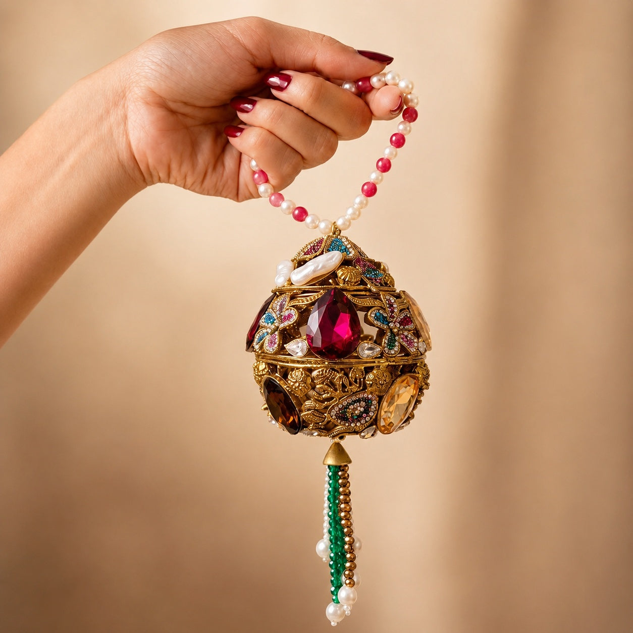 Ruby & Gold Jewelled Orb Bridal Bag