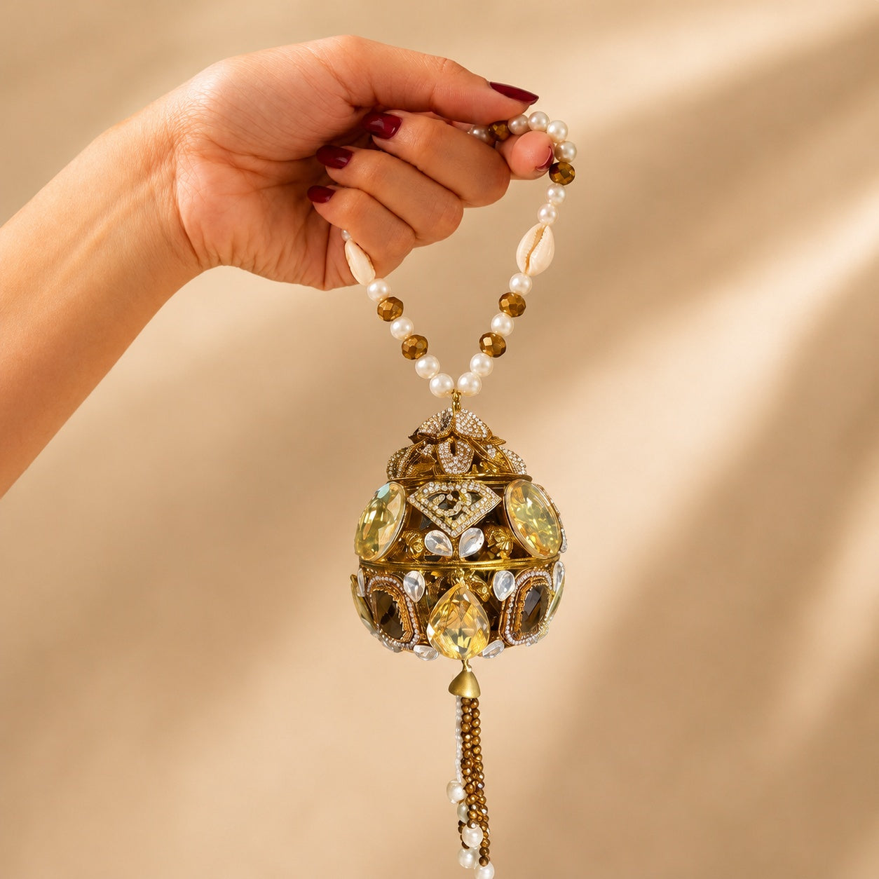 Citrine & Gold Pearl Orb Bridal Bag