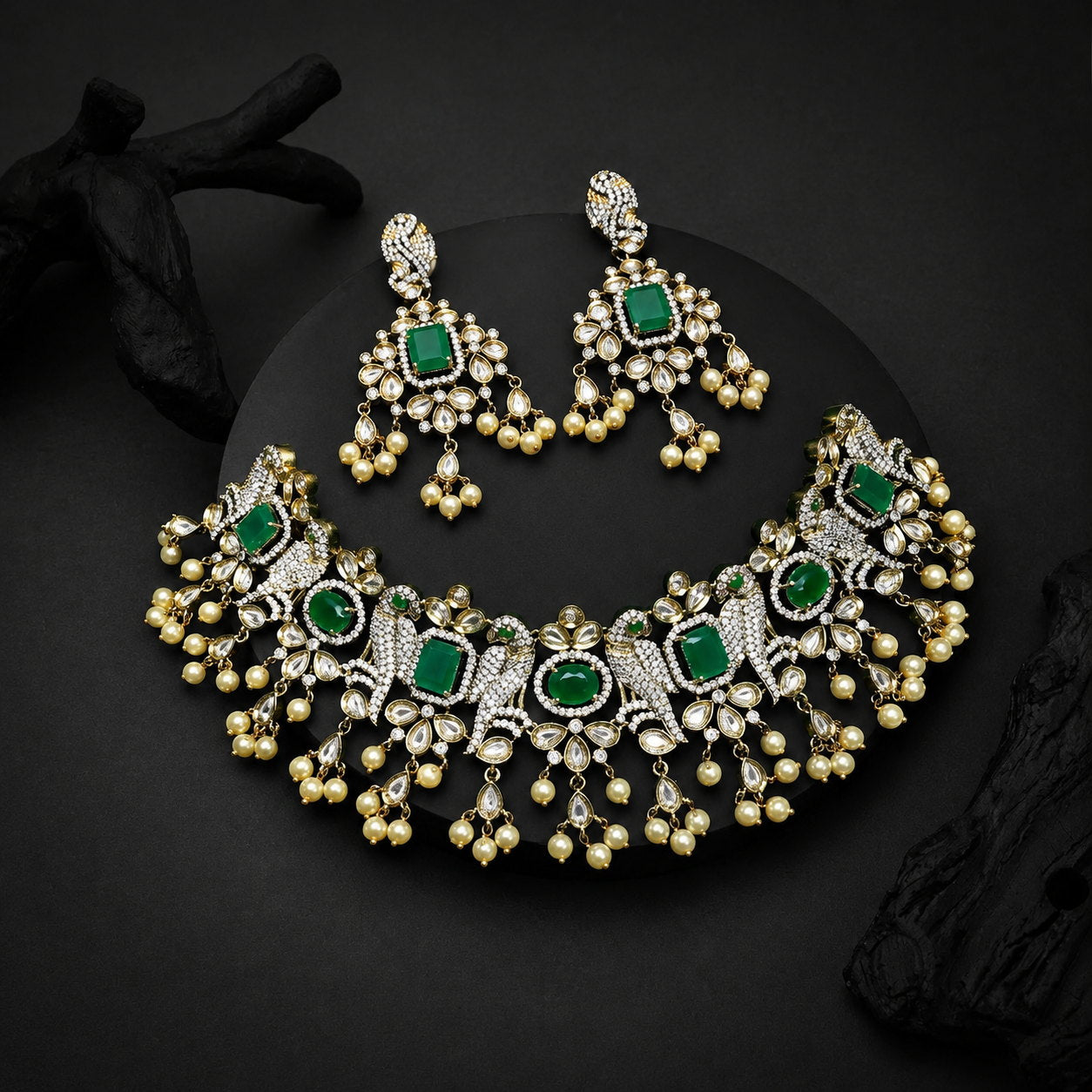 Royal Peacock Gemstone Choker Set