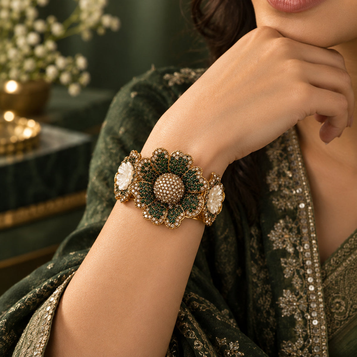 Gulnaar Floral Statement Bangle