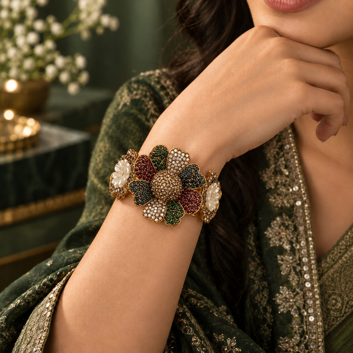 Gulnaar Floral Statement Bangle