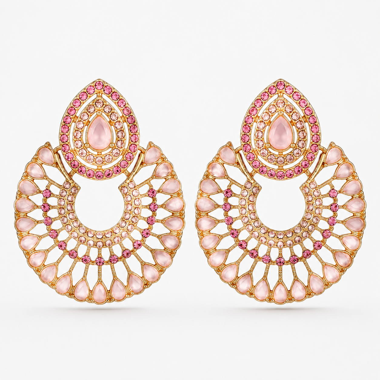 Silver Moon Drop Stud Earrings