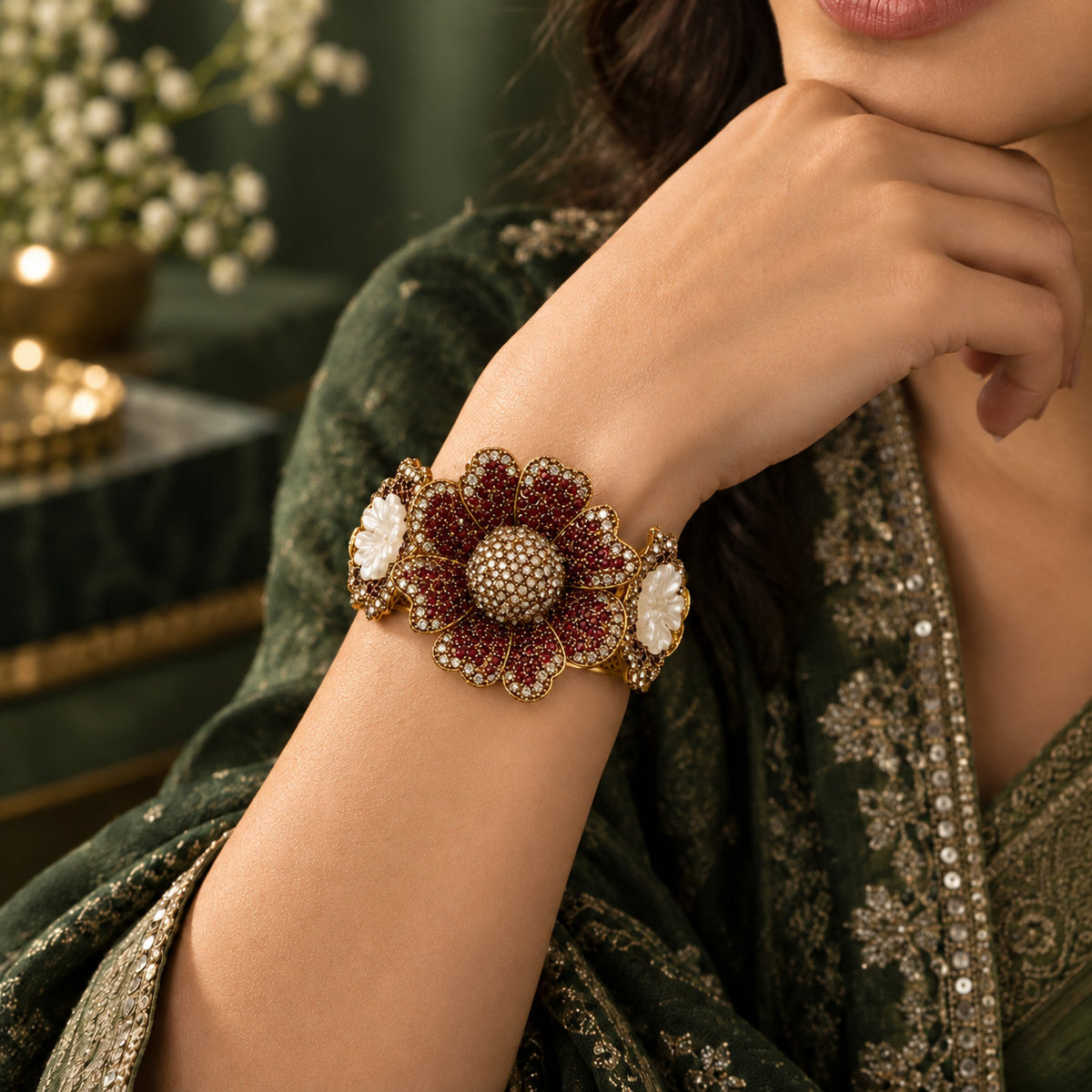 Gulnaar Floral Statement Bangle