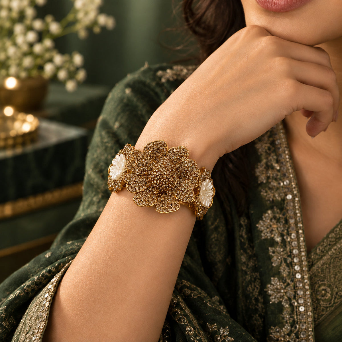 Gulnaar Floral Statement Bangle