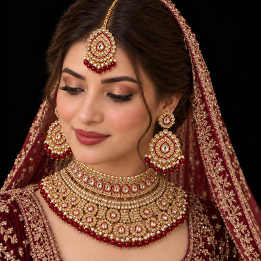 Mehroze Ruby Kundan Grand Bridal Jewellery Set