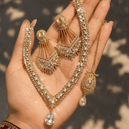 Gold & Crystal Heritage Bridal Set - Riwaaj