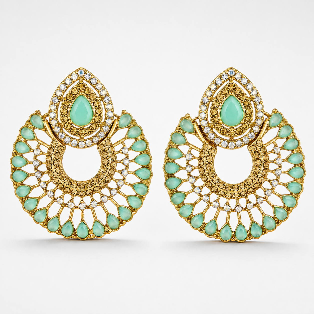 Silver Moon Drop Stud Earrings