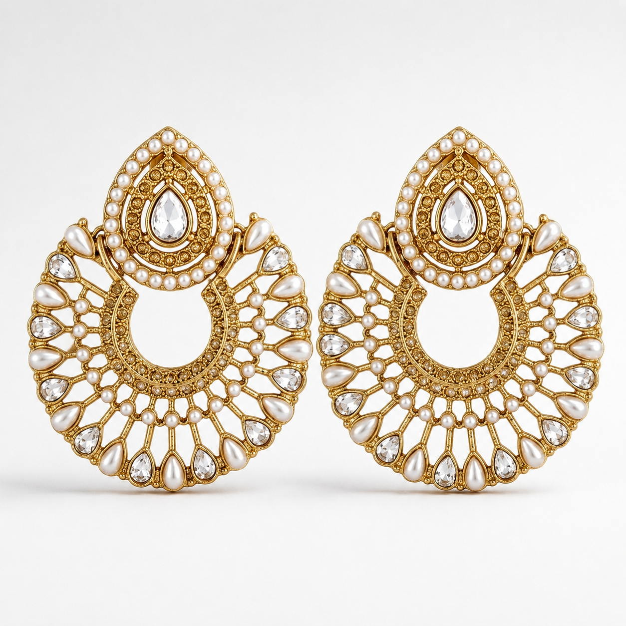 Silver Moon Drop Stud Earrings