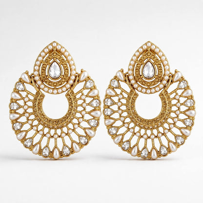 Silver Moon Drop Stud Earrings