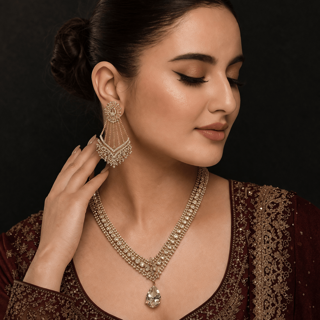 Gold & Crystal Heritage Bridal Set - Riwaaj