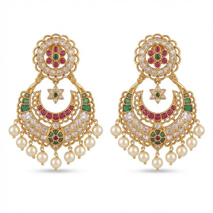 Royal Crescent Floral Drop Earrings - Riwaaj