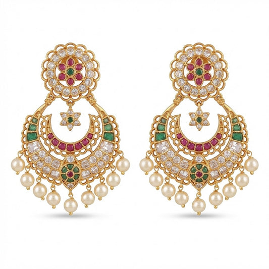 Royal Crescent Floral Drop Earrings