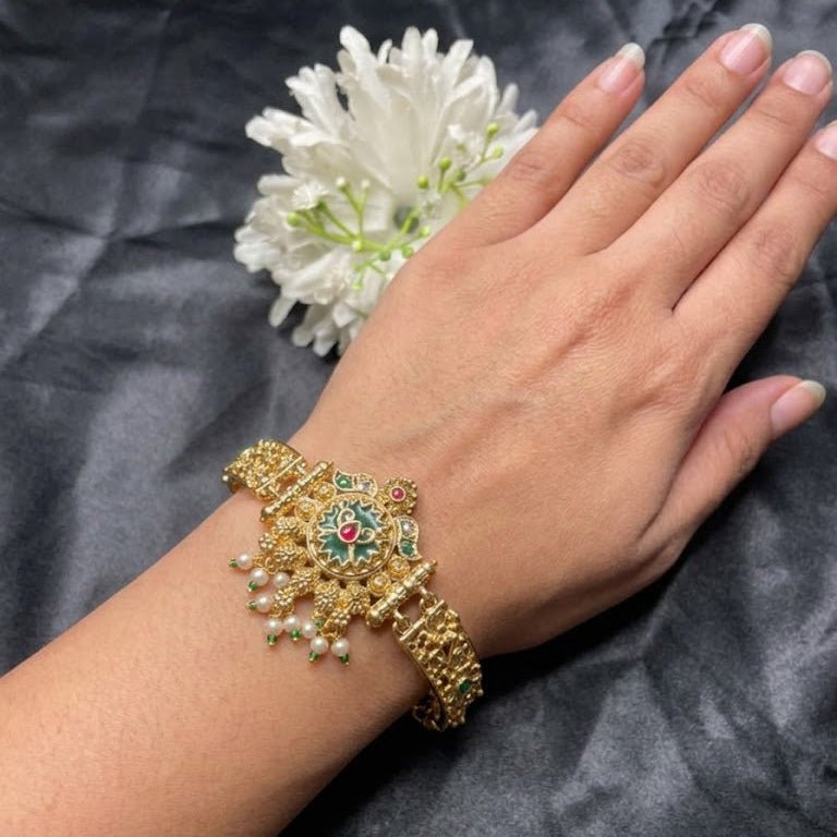 Sitara Gold Chain Bracelet – 22K Handmade Adjustable Multi - Wear - Riwaaj