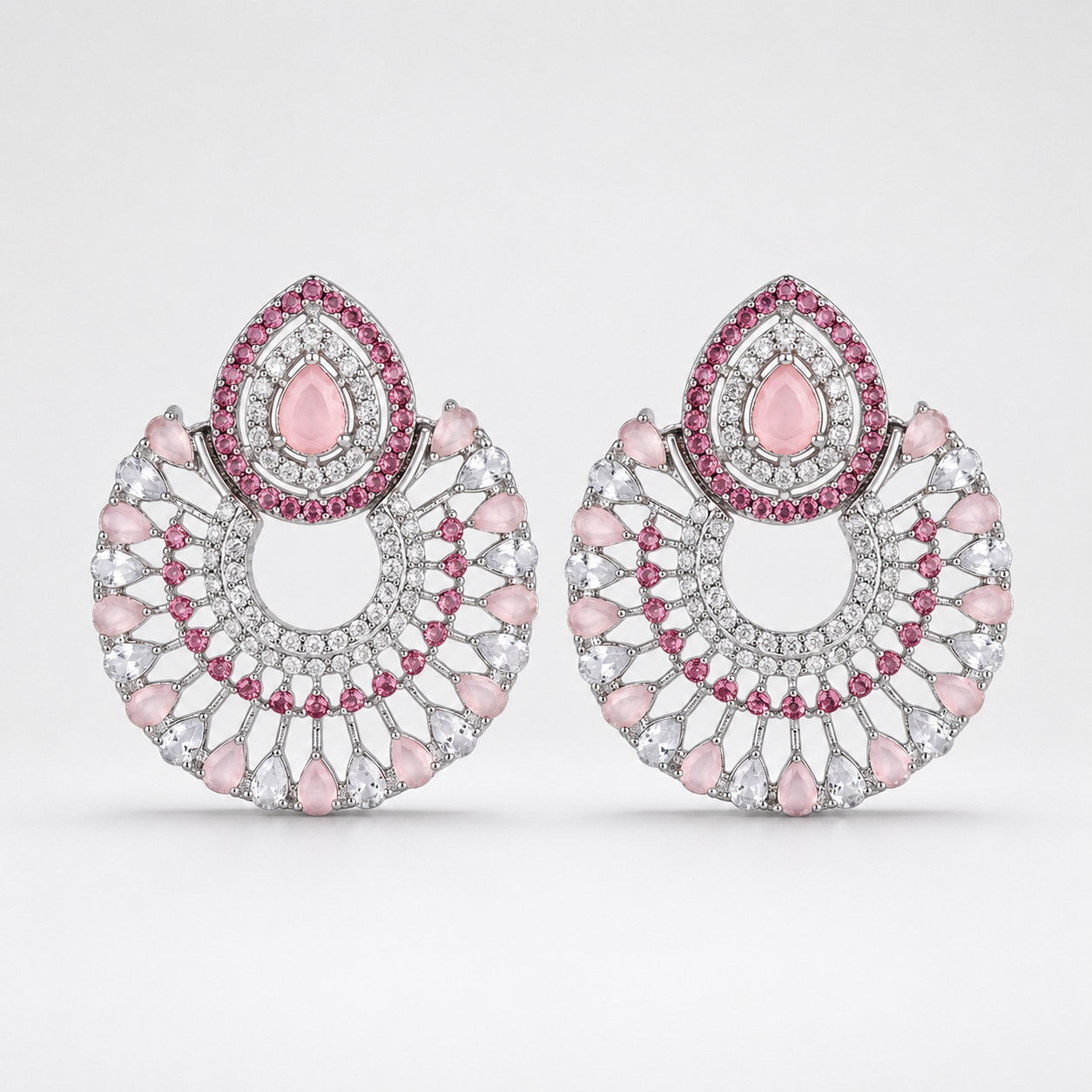Silver Moon Drop Stud Earrings