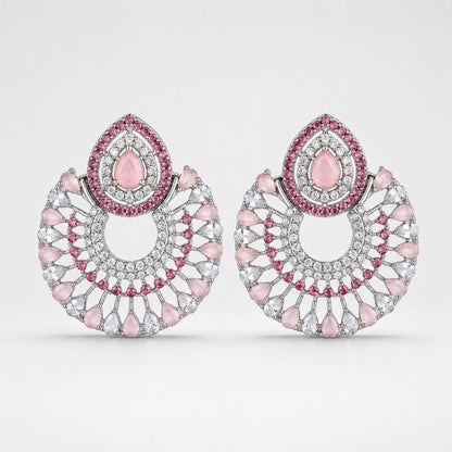 Silver Moon Drop Stud Earrings