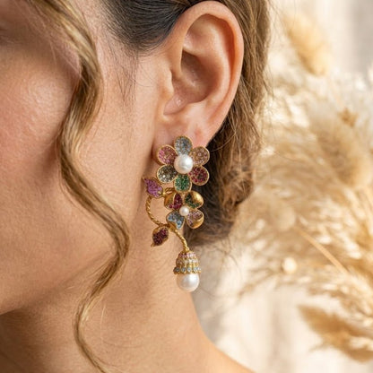 Secret Garden Floral Cascade Earring - Riwaaj