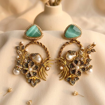 Imperial Pearl & Gemstone Encrusted Hoops - Riwaaj