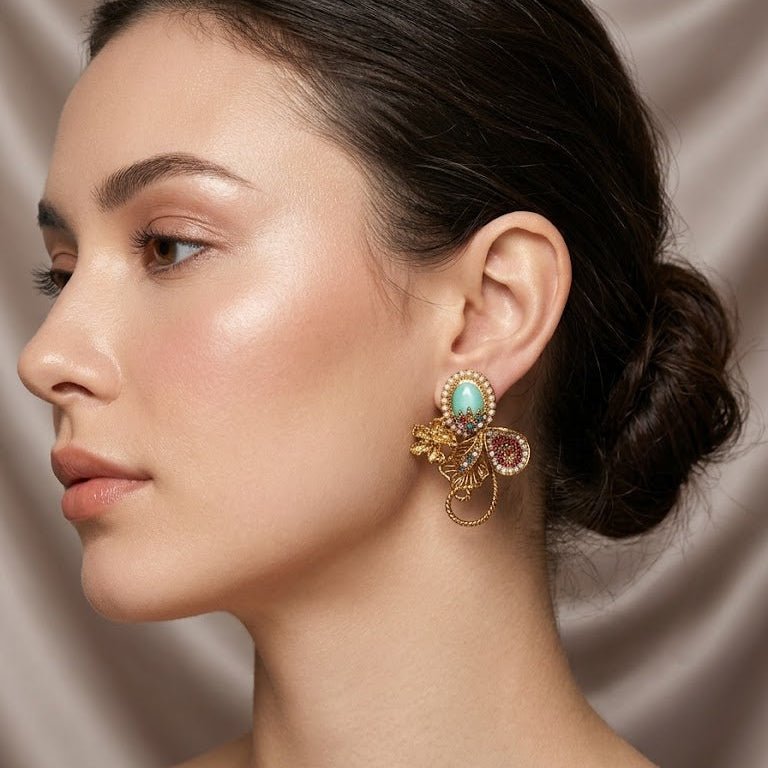 Azure Garden Pearl Studs - Riwaaj