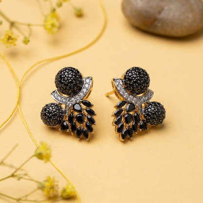 Sitara Stud Earrings – 22K Gold CZ Handmade Multi-Colour