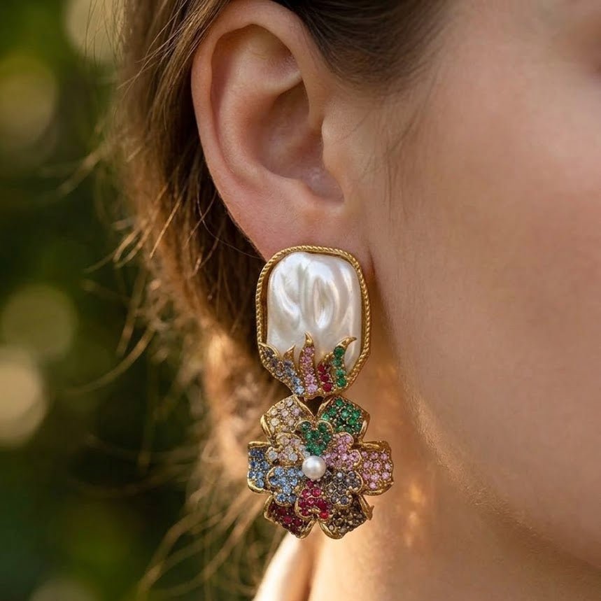 Mother of Pearl Mosaic Blossom Drops - Riwaaj