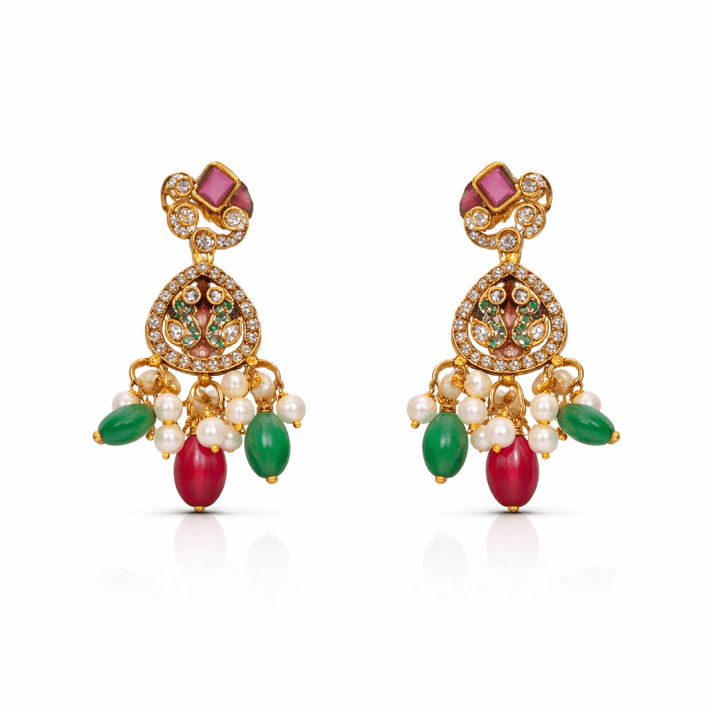 Gold Plated Crescent Drop Earrings - Riwaaj