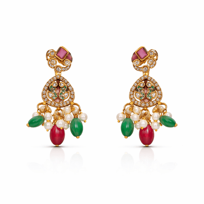 Gold Plated Crescent Drop Earrings - Riwaaj