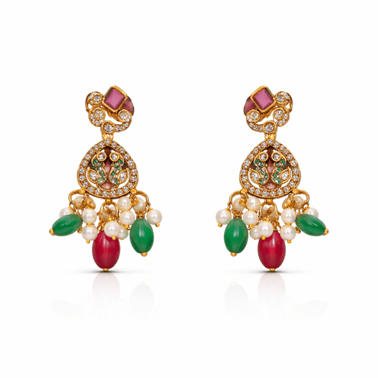 Gold Plated Crescent Drop Earrings - Riwaaj