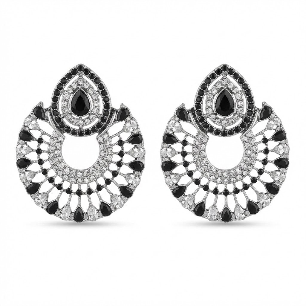 Silver Moon Drop Stud Earrings - Riwaaj