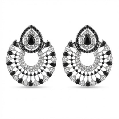 Silver Moon Drop Stud Earrings - Riwaaj