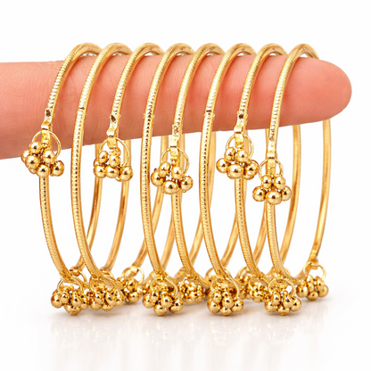 Kashmiri Ghungroo Charm Bangle Set – 22K Gold Plated | Set of 8 |
