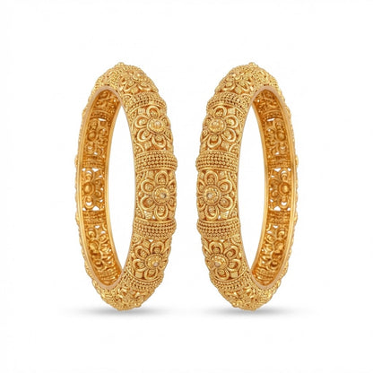 Gold Plated Semi-Precious Stone Openable Bangle Set - 2 Piece