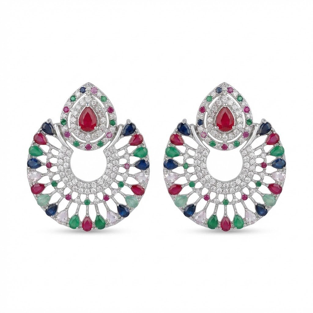 Silver Moon Drop Stud Earrings - Riwaaj