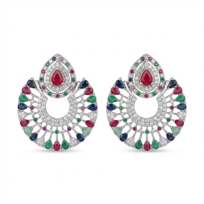 Silver Moon Drop Stud Earrings - Riwaaj