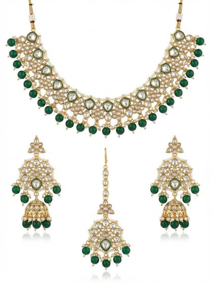 Afreen Mirror - Work Kundan Jewelry Set - 4 Piece Gold Plated - Riwaaj