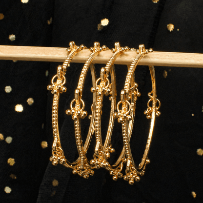Kashmiri Ghungroo Charm Bangle Set – 22K Gold Plated | Set of 4| - Riwaaj